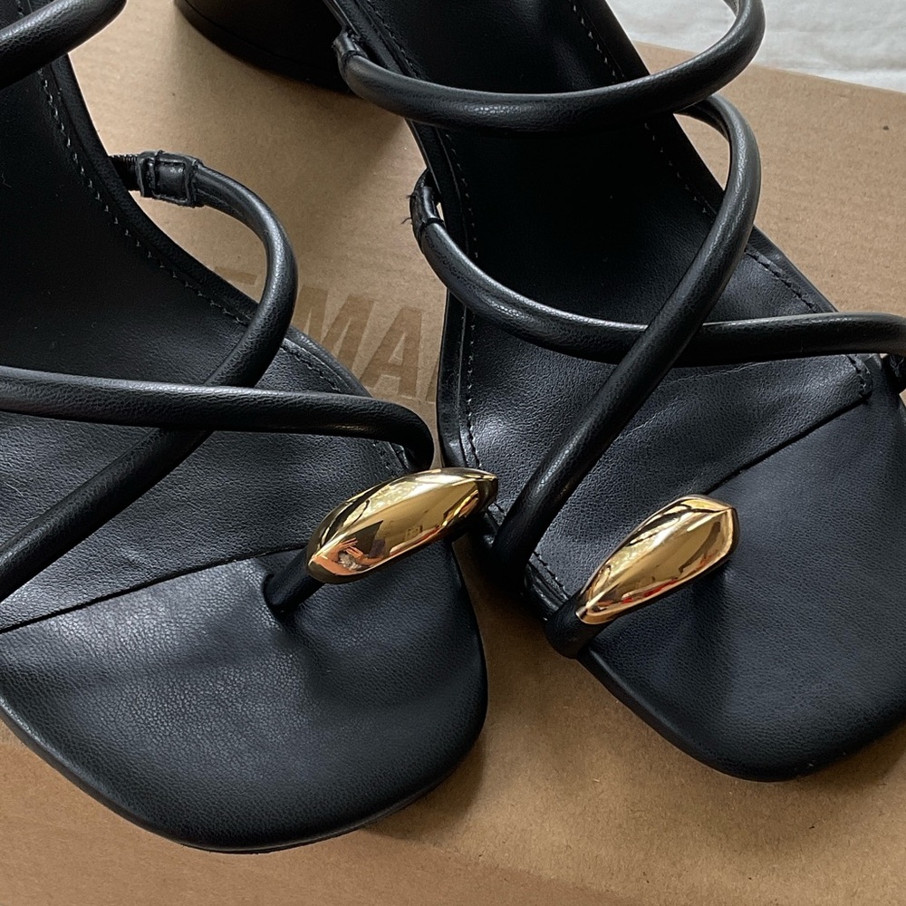 Steve Madden Black Heels with Gold Accents - Picture 2 of 5
